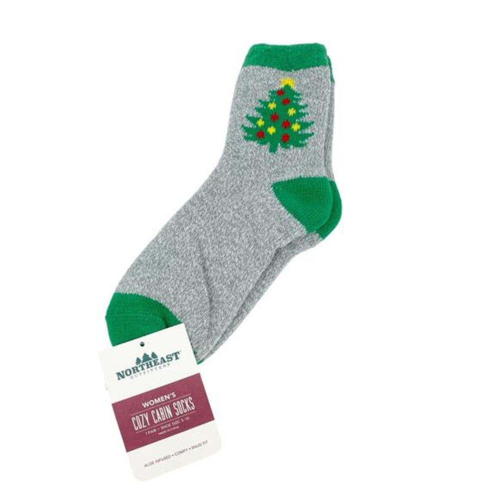 Northeast Outfitters Neo Cozy Cabin Marled Icon Crew Socks Gray Womens Size 5-10